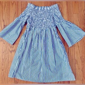 NWT Sanctuary Blue and White Striped Off Shoulder Dress
